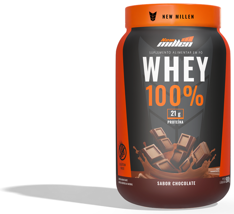 Whey 100% New Millen pote sabor chocolate